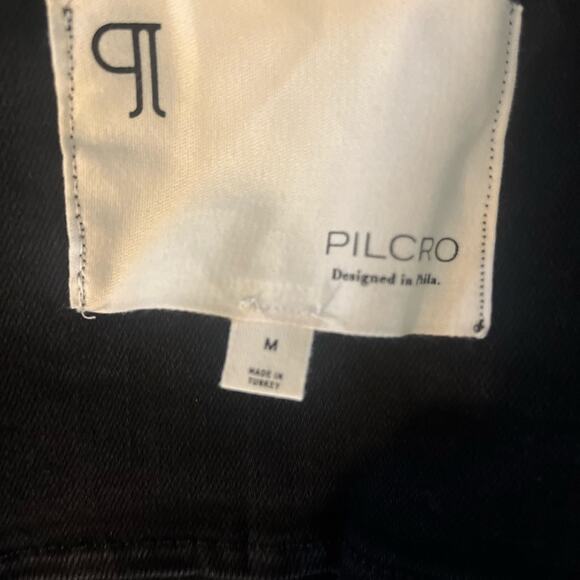 Anthropologie Pilcro Faded Black Cropped Moto Denim Blazer Jacket Size M NWT - Picture 5 of 6